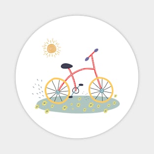 Bike. Summer. Vector flat illustration on white background-01 Magnet